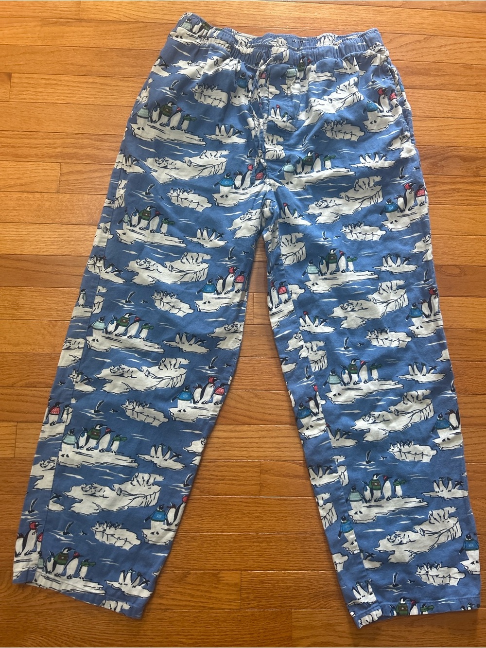 Lands End Pajama Pants Men’s Size L (36-38) Blue Penguin’s Flannel Warm Cozy